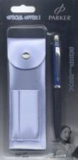 Parker Reflex Metallic Blue Ball Point Pen With Bonus Pouch