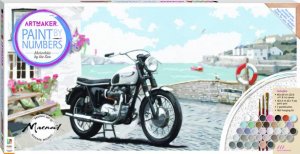 Art Maker Paint By Numbers Canvas Motorbike By The Sea by Richard Macneil