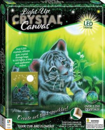 Light-Up Crystal Canvas Tiger Cub And Flowers by Kentaro Nishino