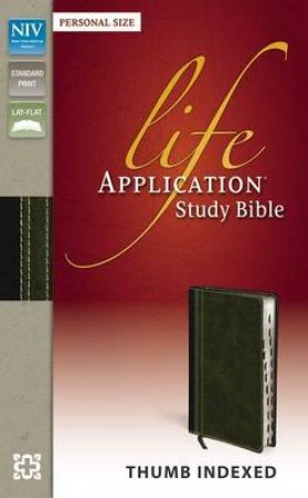 NIV Life Application Study Bible, Personal Size Indexed - Italian Leather Duotone - Bark/Dark Moss by Various