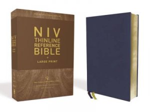 NIV Thinline Reference Bible, Large Print, Genuine Leather, Buffalo, RedLetter Edition, Comfort Print [Blue] by Various