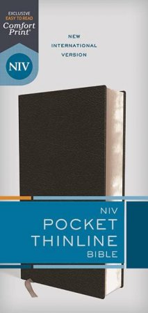 NIV Pocket Thinline Bible, Bonded Leather, Red Letter, Comfort Print (Black) by Various