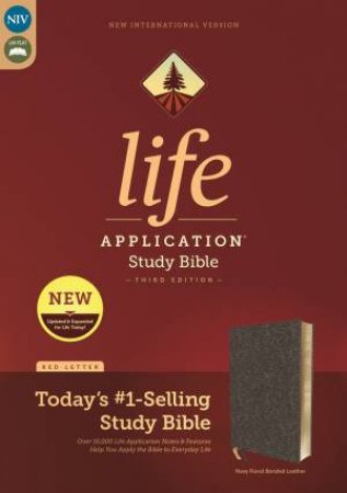 NIV Life Application Study Bible, Third Edition, Bonded Leather, Red Letter, Thumb Indexed [Navy Floral] by Various