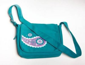 Girls Messenger Bag Medium - Teal Paisley by Various