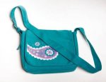 Girls Messenger Bag Medium  Teal Paisley