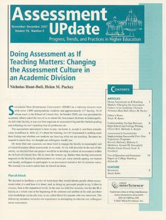 Assessment Update Volume 19, Number 6, November-december 2007 by Reed Larson