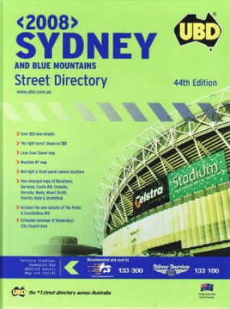 UBD Sydney & Blue Mountains 2008 Street Directory - 44 ed Hardcover by Unknown