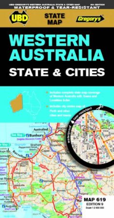 Western Australia State & Cities Map 619 9th Ed (Waterproof) by Various