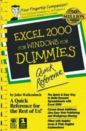 Excel 2000 For Windows For Dummies Quick Reference by John Walkenbach