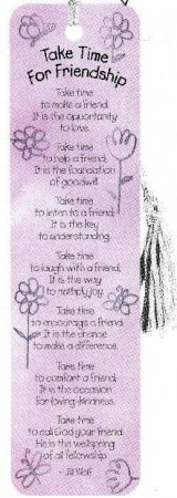 Tasselled Bookmark - Take Time For Friendship by Unknown