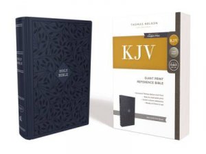 KJV Reference Bible Cloth Over Board Red Letter Edition [Giant Print, Blue] by Thomas Nelson