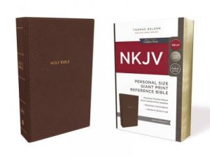 NKJV Personal Size Reference Bible Red Letter Edition [Giant Print, Brown] by Thomas Nelson