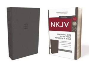 NKJV Personal Size Reference Bible Red Letter Edition [Giant Print, Grey] by Thomas Nelson