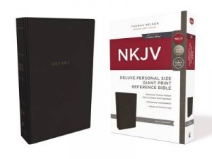 NKJV Deluxe Reference Personal Size Bible Red Letter Edition [Giant Print, Black] by Thomas Nelson