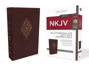 NKJV Deluxe Reference Personal Size Bible Red Letter Edition [Giant Print, Burgundy] by Thomas Nelson