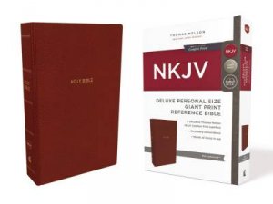 NKJV Deluxe Personal Size Reference Bible Red Letter Edition [Giant Print, Red] by Thomas Nelson