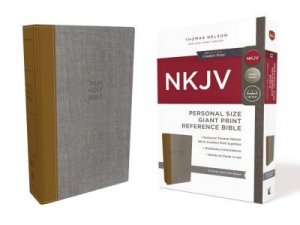 NKJV Personal Size Reference Bible Red Letter Edition [Giant Print, Tan/Grey] by Thomas Nelson