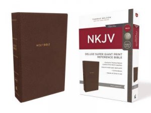 NKJV Deluxe Reference Bible Red Letter Edition [Super Giant Print, Brown] by Thomas Nelson