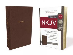 NKJV Compact Reference Bible Red Letter Edition [Large Print, Brown] by Thomas Nelson