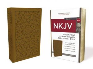 NKJV Reference Bible Red Letter Edition [Center-Column Giant Print, Tan] by Thomas Nelson