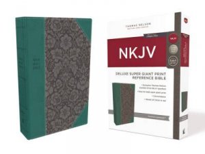 NKJV Deluxe Reference Bible Red Letter Edition [Super Giant Print, Green] by Thomas Nelson