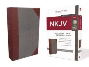 NKJV Reference Bible Red Letter Edition [Super Giant Print, Grey/Red] by Thomas Nelson