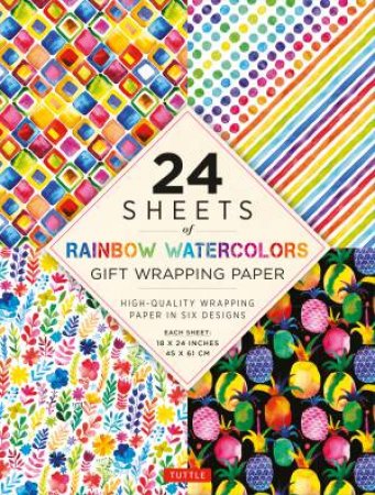 24 Sheets Of Rainbow Watercolors Gift Wrapping Paper by Various