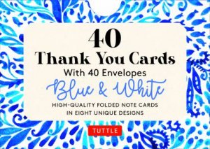 Blue & White 40 Thank You Cards With Envelopes by Various