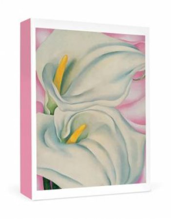 Georgia O'Keeffe: Two Calla Lilies On Pink Boxed Small Notecard by Georgia O'Keeffe