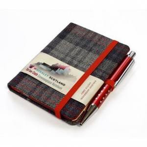 Scottish Traditions Castle Grey Mini with Pen Pocket Genuine Tartan Cloth Commonplace Notebook by Various