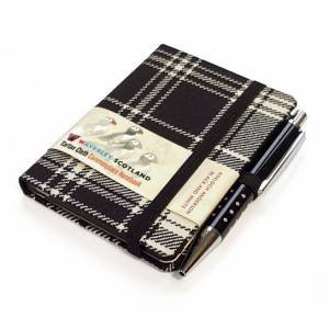 Scottish Traditions Black & White Mini with Pen Pocket Genuine Tartan Cloth Commonplace Notebook by Various