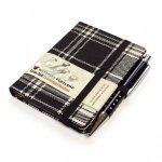 Scottish Traditions Black  White Mini with Pen Pocket Genuine Tartan Cloth Commonplace Notebook